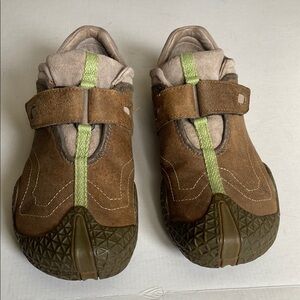 Teva Brown Suede Slip-On Clog with Green Accent